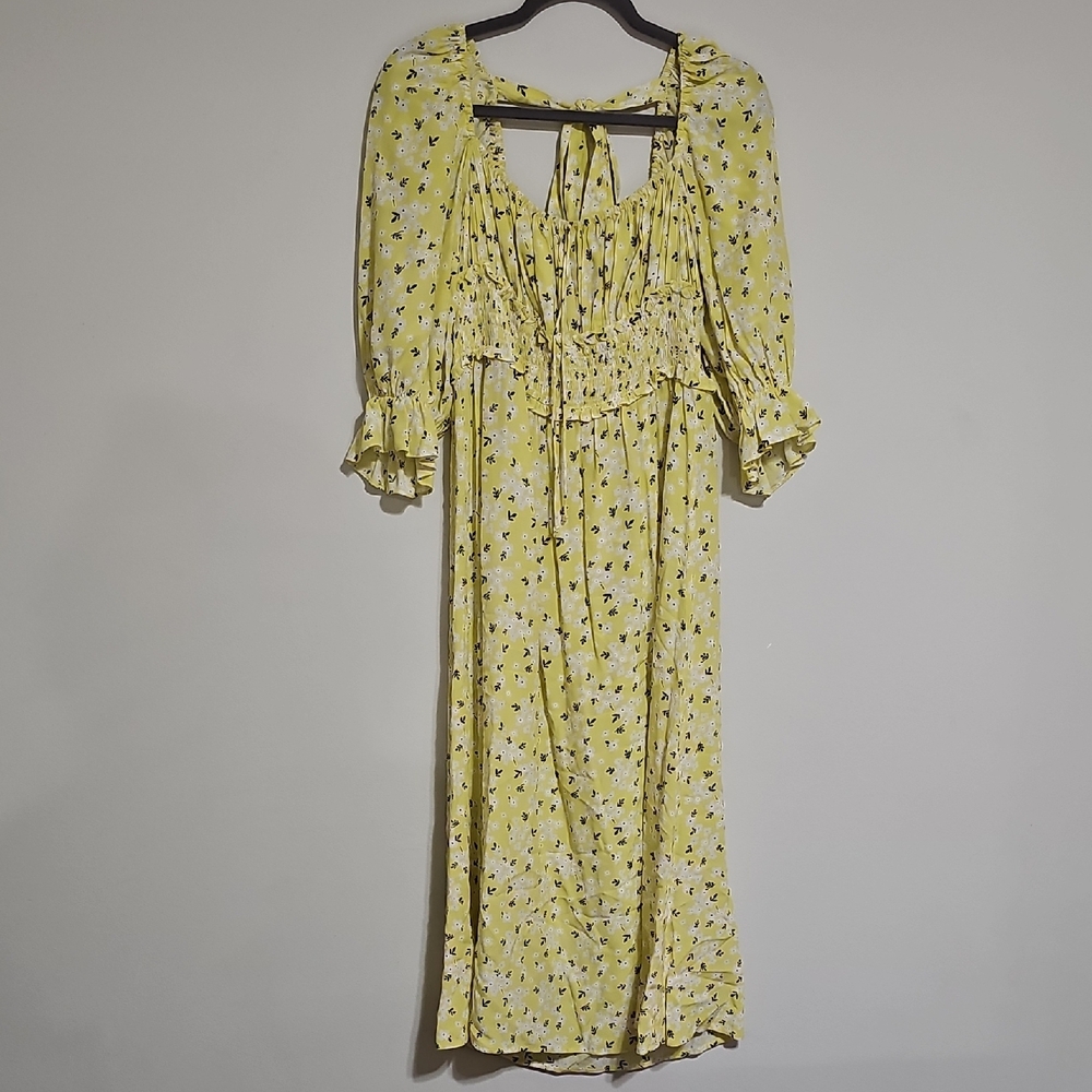 For Love And Lemons Light Yellow Floral Dress - Picture 3 of 7